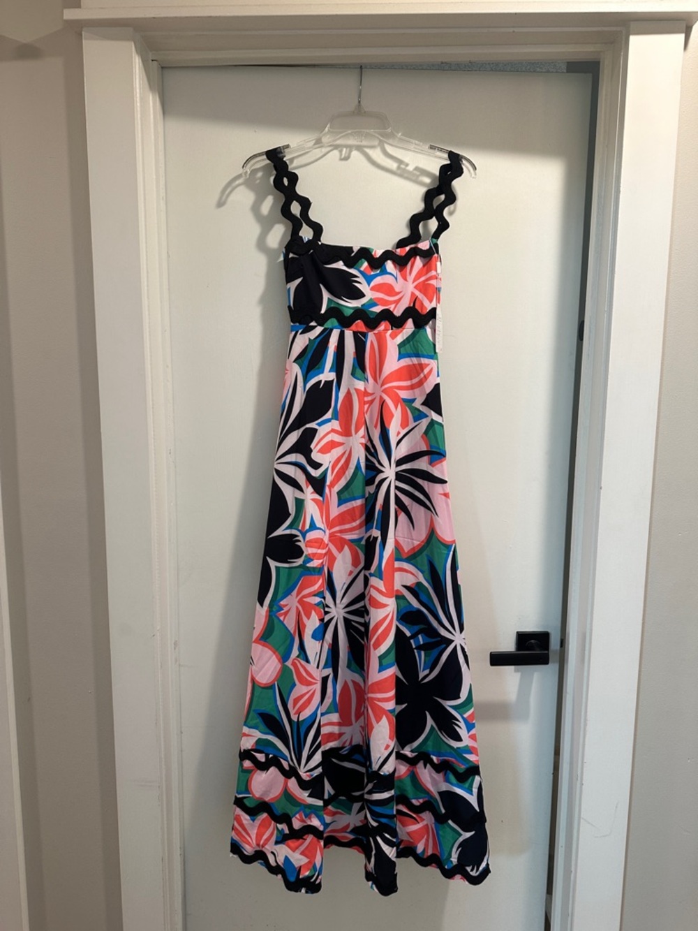 Colorful Floral Maxi Dress with Wavy Straps